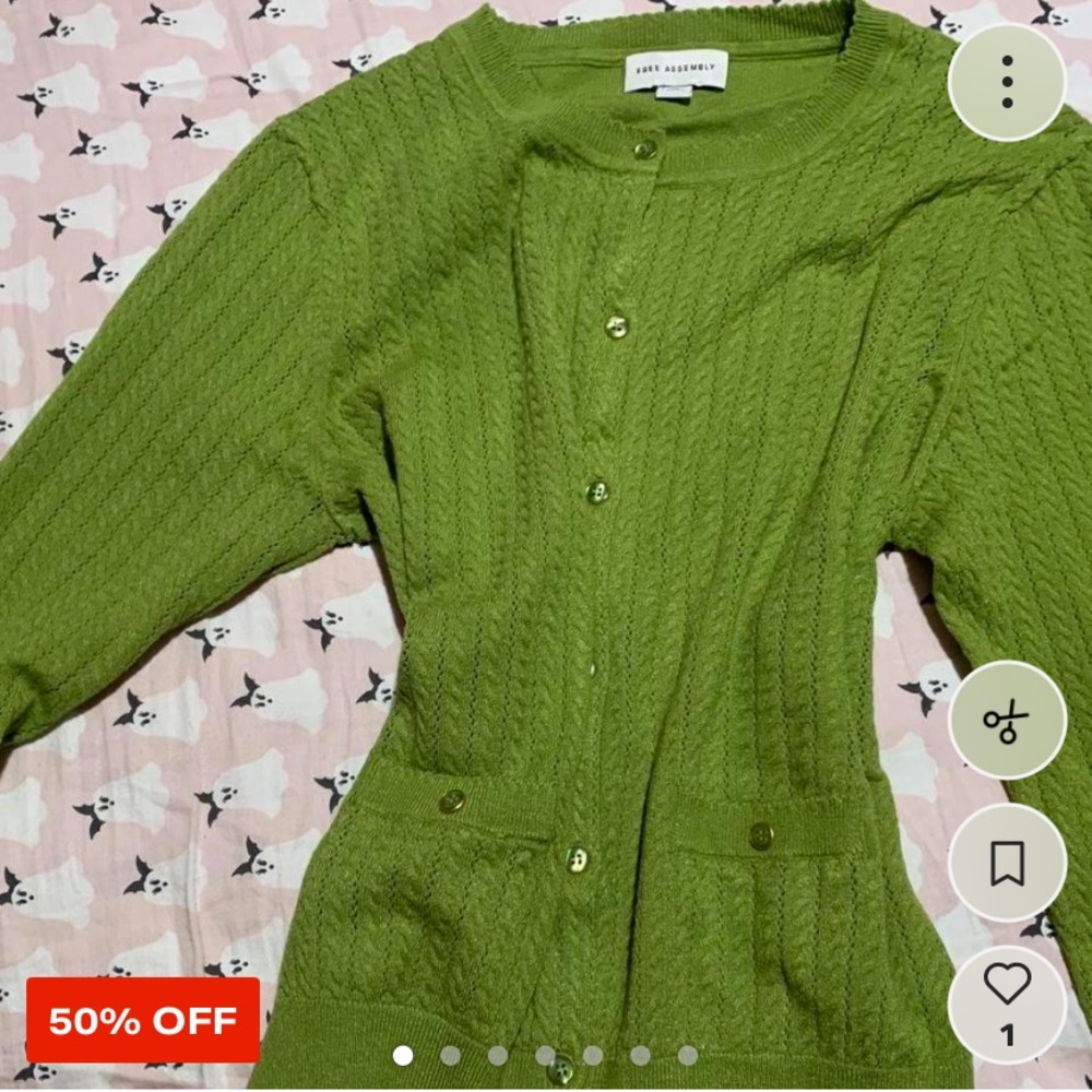 Green Knitted Cardigan with Buttons